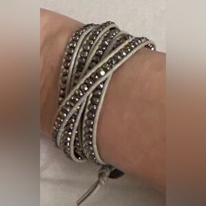 Club Monaco Silver-Tone Multi Strand Crystal Wrap Bracelet